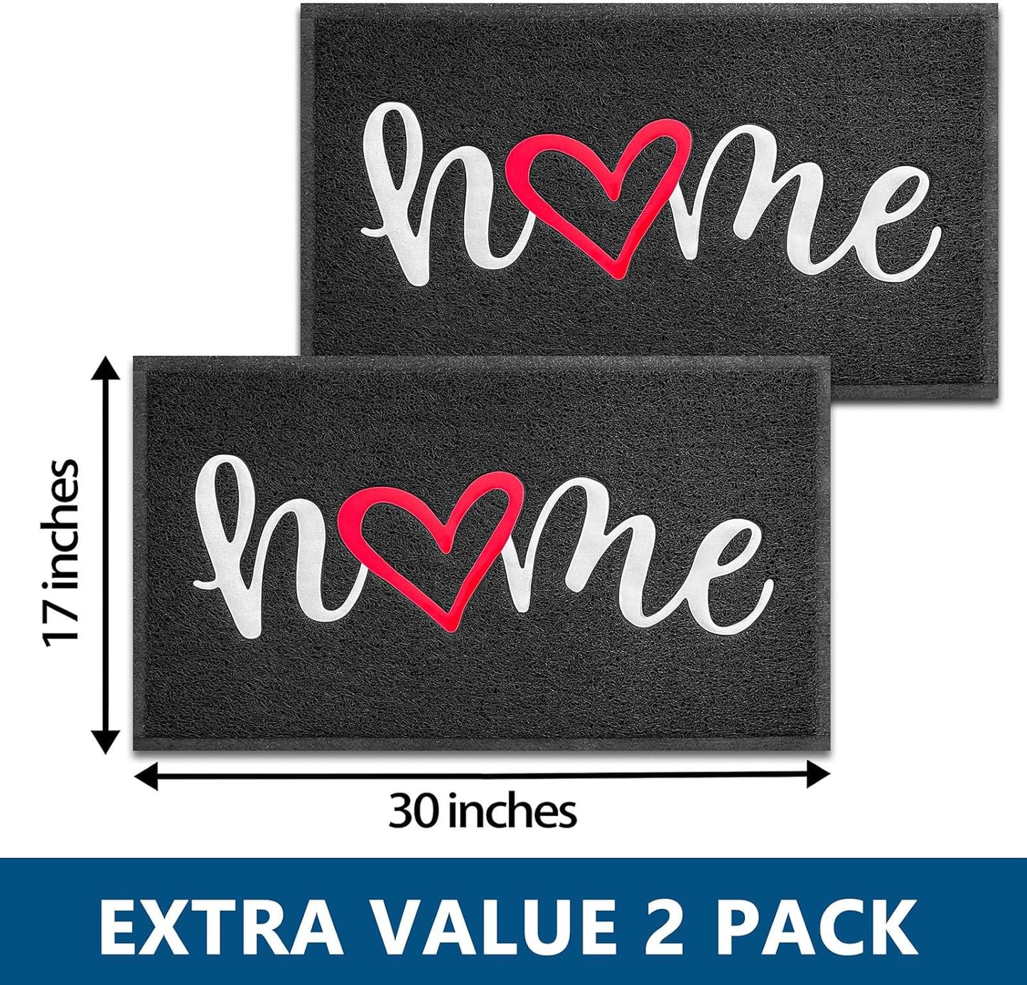 EARTHALL Door Mat Outside Inside Home Doormat, 30"x17.5", Durable Floor Mat Non Slip Mat Ultra Absorb Mud Easy Clean Front Doormat for Garage, Entryway, Patio, High Traffic Areas, Black