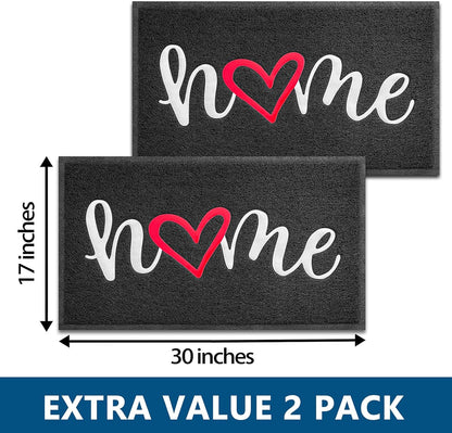 EARTHALL Door Mat Outside Inside Home Doormat, 30"x17.5", Durable Floor Mat Non Slip Mat Ultra Absorb Mud Easy Clean Front Doormat for Garage, Entryway, Patio, High Traffic Areas, Black