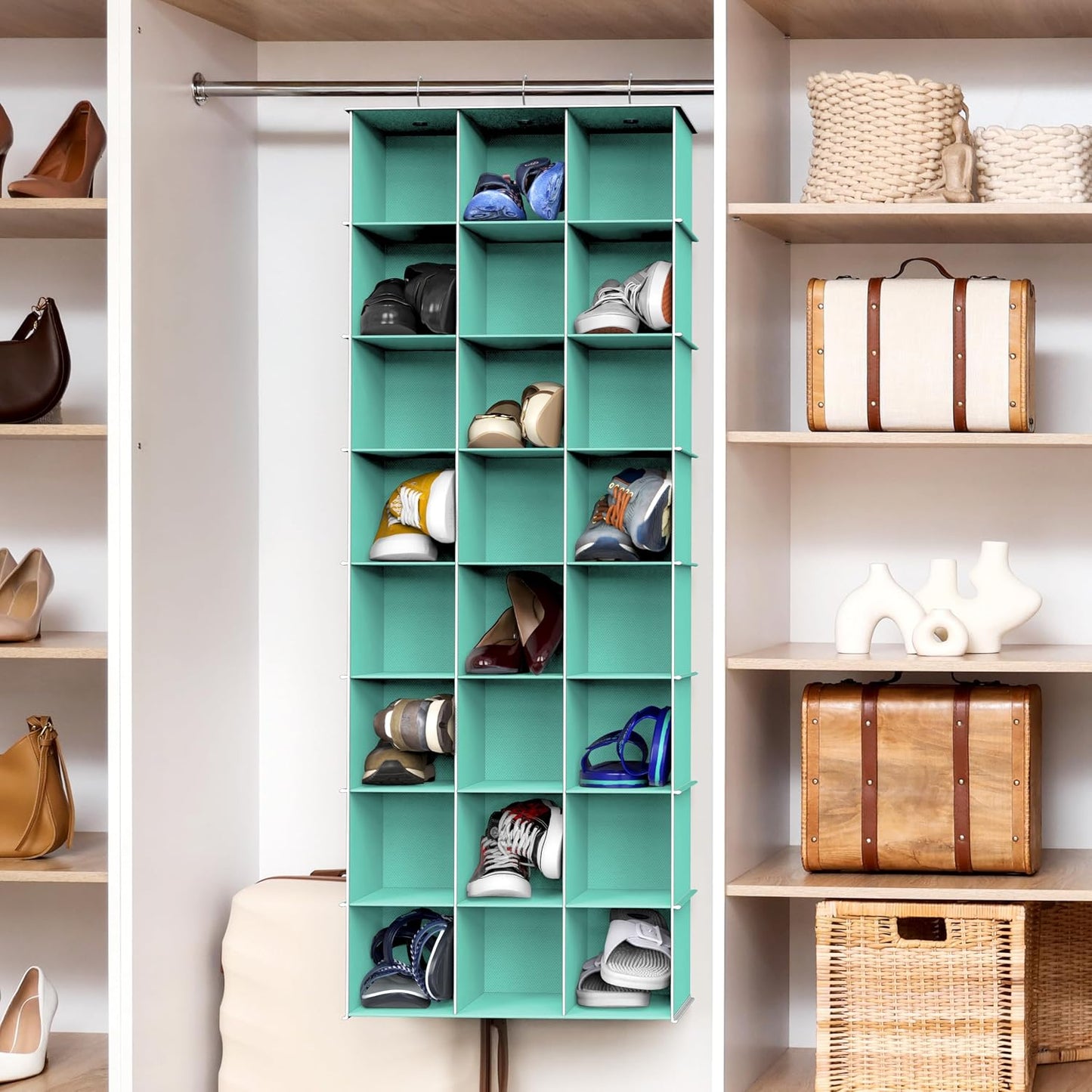 Simple Houseware 24 Section Shelves Hanging Shoes Organizer Holder for Closet, Gray