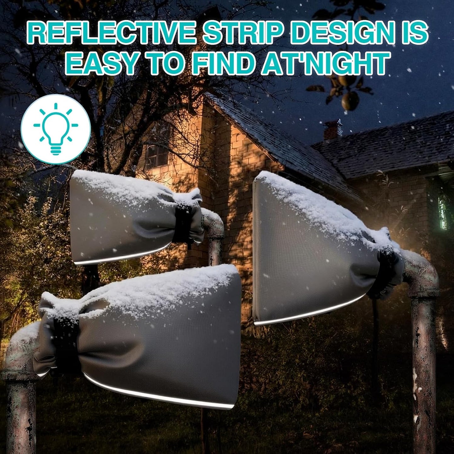 VIHOSE 6 Pack Thickened Outdoor Faucet Cover for Winter, Water Spigot Cover Freeze Insulated Protection Large 12'' H x 8'' W Water Faucet Socks with Reflective Strip Reusable Hose Bib (Gray)