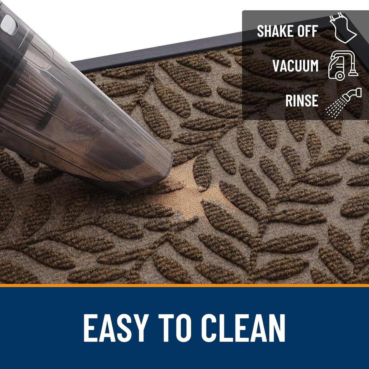 OLANLY Front Door Mat Outside Entrance 29.5x17, Absorbent, Heavy Duty Sturdy Natural Rubber Doormat Indoor Outdoor, Stain and Fade Resistant, Non-Slip Backing Low Profile Floor Mat for Entryway, Grey