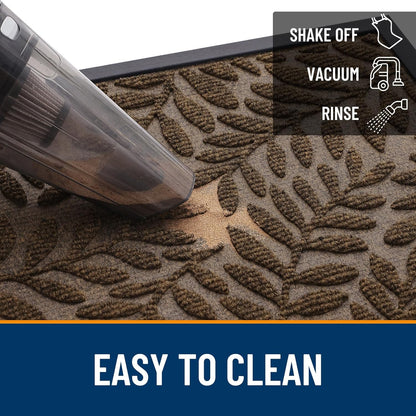 OLANLY Front Door Mat Outside Entrance 29.5x17, Absorbent, Heavy Duty Sturdy Natural Rubber Doormat Indoor Outdoor, Stain and Fade Resistant, Non-Slip Backing Low Profile Floor Mat for Entryway, Grey