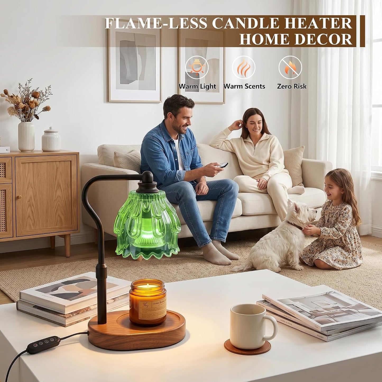 Candle Warmer Lamp with Timer and Wireless Remote Control, Dimmable Candle Warmer for Jar Candles, Height Adjustable Wax Melts Warmer, Mothers Day Birthday Gift for Women, House Warming New Home Decor