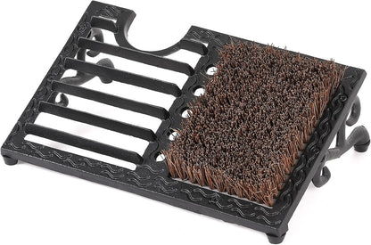 Cast Iron Boot Brush Scraper Outdoor, Black Heavy Duty Boot Scrubber Brush with Angled Design, Outdoor Shoe Scrapers with Brushes, All Weather Boot Scraper for Home Porch Entryway Garden Farmhouse