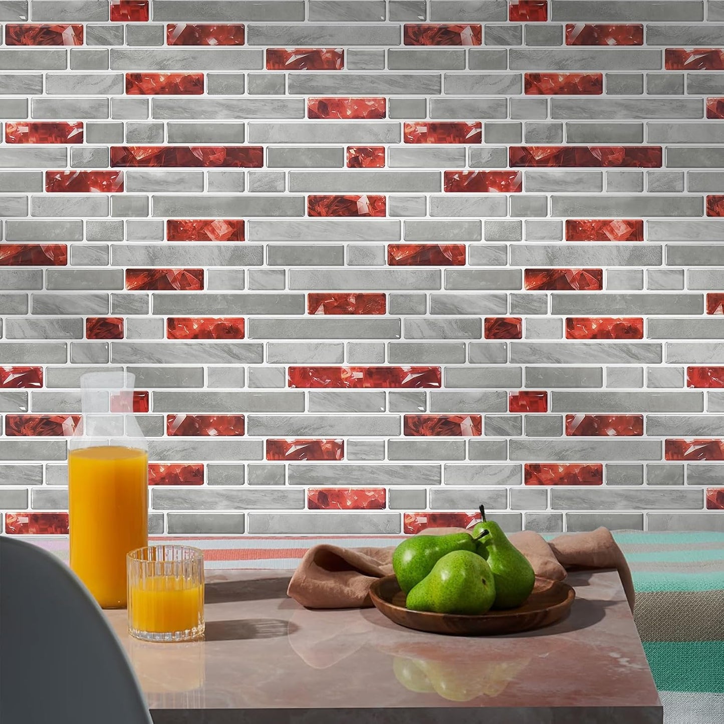 STICKGOO Peel and Stick Backsplash - 10 Sheets of 12”×12” - 3D Self Adhesive Peel and Stick Tile Backsplash for Kitchen & Bathroom
