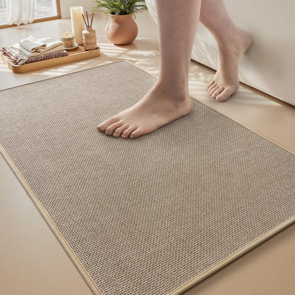 MontVoo Bath Mat Rug-Ultra Thin Non Slip Bath Mats for Bathroom Mat Quick Dry, Rubber Backing Washable Bathroom Rugs Fit Under Door, Absorbent Bath Rugs for Floor,17"x24",Khaki