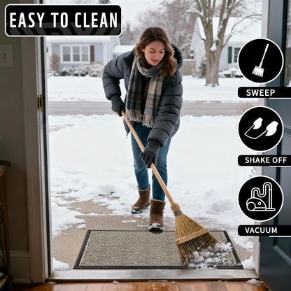 Yimobra Doormat Outdoor Entrance 29.5x17, All-Weather Waterproof Outdoor Mats for Front Door, Non Slip Welcome Door Mat for Patio Proch Outside Entryway Indoor, Black