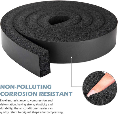 Foam Strips with Adhesive, 1 Inch Wide X 1 Inch Thick, Neoprene Weather Stripping High Density Closed Cell Foam Tape Seal for Doors and Windows Insulation, Total 13 Feet Long(6.5ft x 2 Rolls)