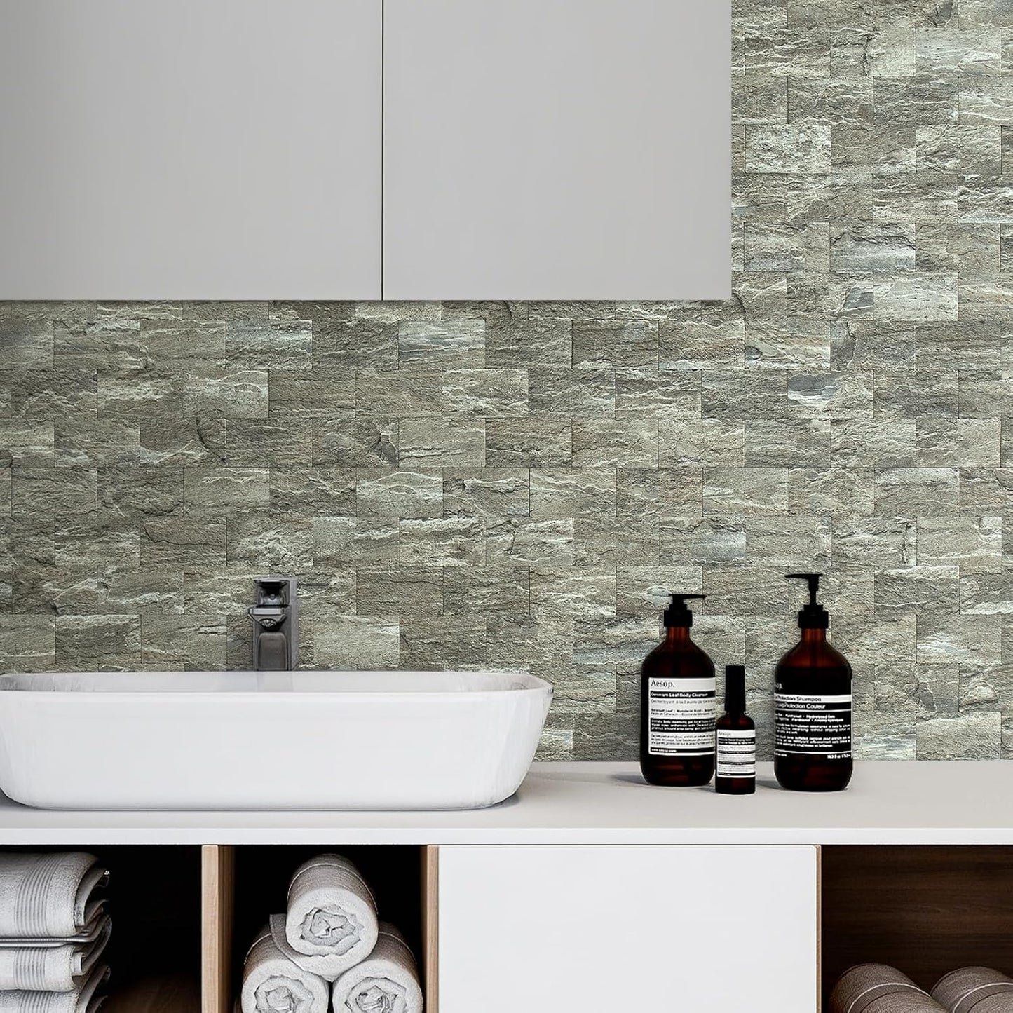 DICOFUN 10-Sheet Polished White Thick PVC Peel and Stick Backsplash, Ceramic Look Subway Tile White Kitchen Backsplash Peel and Stick Wall Tiles