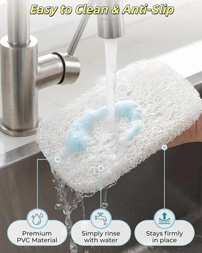 8 Pack Soap Saver Pads,Self Draining Soap Holder Pad for Bar Soap,4.3"×3" Soap Saver Holder,PVC Lifting Mats for Shower Bathroom Kitchen Sink, Keep Soap Dry