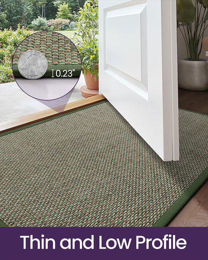 DEXI Ultra Thin Entryway Indoor Door Mat 24x36, Non Slip Rubber Backing Inside Entry Mat, Low Profile Easy Clean Dirt Trapper Doormat for Inside Entrance Patio, Beige