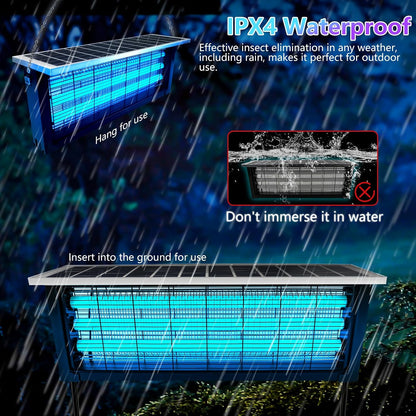 Powerful Large Solar Bug Zapper for 3000 sq.ft with 13FT Extension Cord | Rechargeable Outdoor Mosqutio Killer with 13W Solar Panel, Waterproof Solar Bug Zapper for Patio Garden Backyard RV Camping