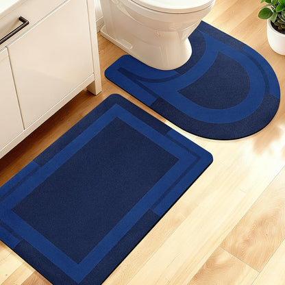 ACCUMTEK Non Slip Bath Mat, Thin Bathroom Rugs Fit Under Door, Quick Dry Bath Mats, Machine Washable Bath Rugs for Bathroom, Bathtub & Kitchen, Grey/Bordered/24 x17