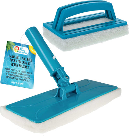 U.S. Pool Supply Hand-Held Pool Scrub Brush, 2 Pack - Surface Scrubbing Scouring Sponge Pad - Clean Pool Tile & Grout, Walls, Vinyl Liners, Spas - Cleaning Scrubber Stains, Kitchen Bathroom Tub Shower