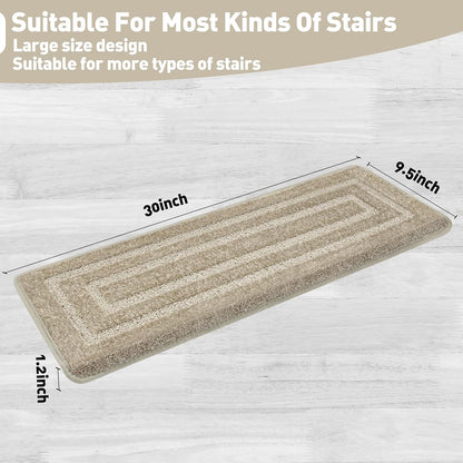 PURE ERA Carpet Stair Treads Tape Free Non Slip Indoor Stair Carpet Stair Protectors Pet-Friendly Non-Slip Skid Resistant Washable Reusable 8" x 30"(2 Pieces,Black)