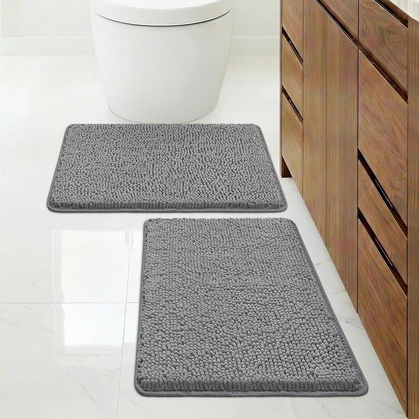 Bcoimo Bathroom Rugs 24x17, Bath Mats for Bathroom Non Slip with Rubber Backing,High Absorbent Microfiber Bath Rugs Quick Drying, Machine Washable, Durable Decor