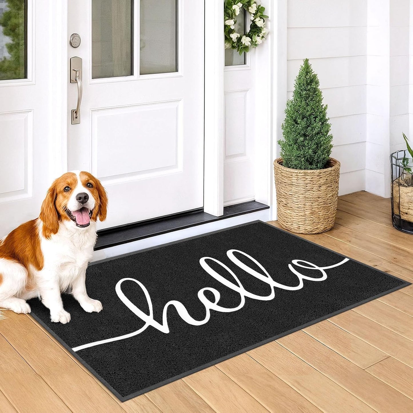 EARTHALL Door Mat Outside Inside Home Doormat, 30"x17.5", Durable Floor Mat Non Slip Mat Ultra Absorb Mud Easy Clean Front Doormat for Garage, Entryway, Patio, High Traffic Areas, Black