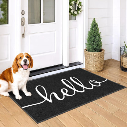 EARTHALL Door Mat Outside Inside Home Doormat, 30"x17.5", Durable Floor Mat Non Slip Mat Ultra Absorb Mud Easy Clean Front Doormat for Garage, Entryway, Patio, High Traffic Areas, Black