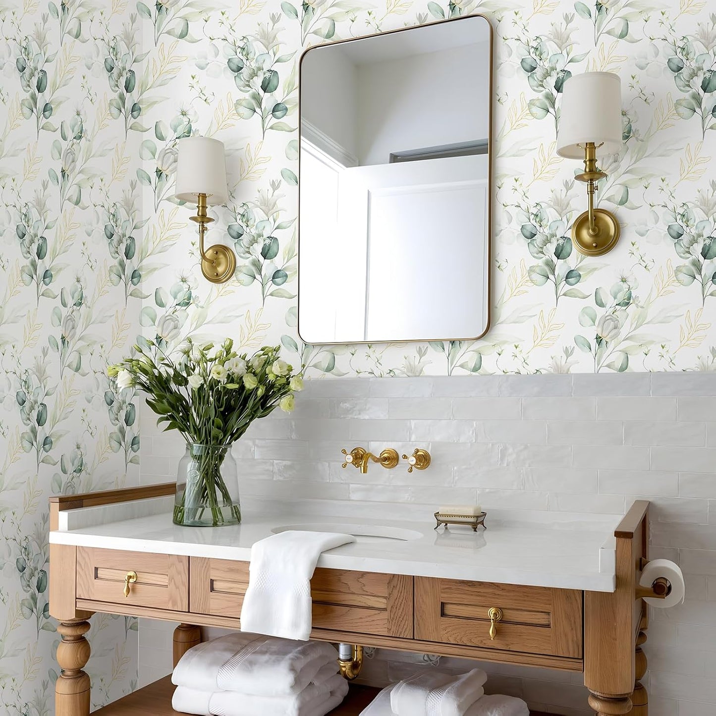 Removable Peel and Stick Wallpaper Boho 17.5 x 118 in Floral for Bedroom Bathroom Easy Peel Off Stick on Wallpaper Contact Paper Renter Friendly Wall Paper