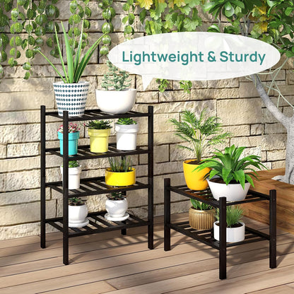 viewcare 3-Tier Black Bamboo Shoe Rack for Entryway, Stackable | Foldable | Natural, Shoe Shelf Storage Organizer for Hallway Closet, Free Standing Shoe Racks for Indoor Outdoor