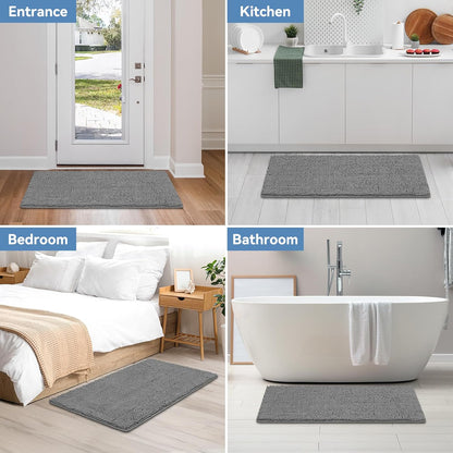 Bcoimo Bathroom Rugs 24x17, Bath Mats for Bathroom Non Slip with Rubber Backing,High Absorbent Microfiber Bath Rugs Quick Drying, Machine Washable, Durable Decor