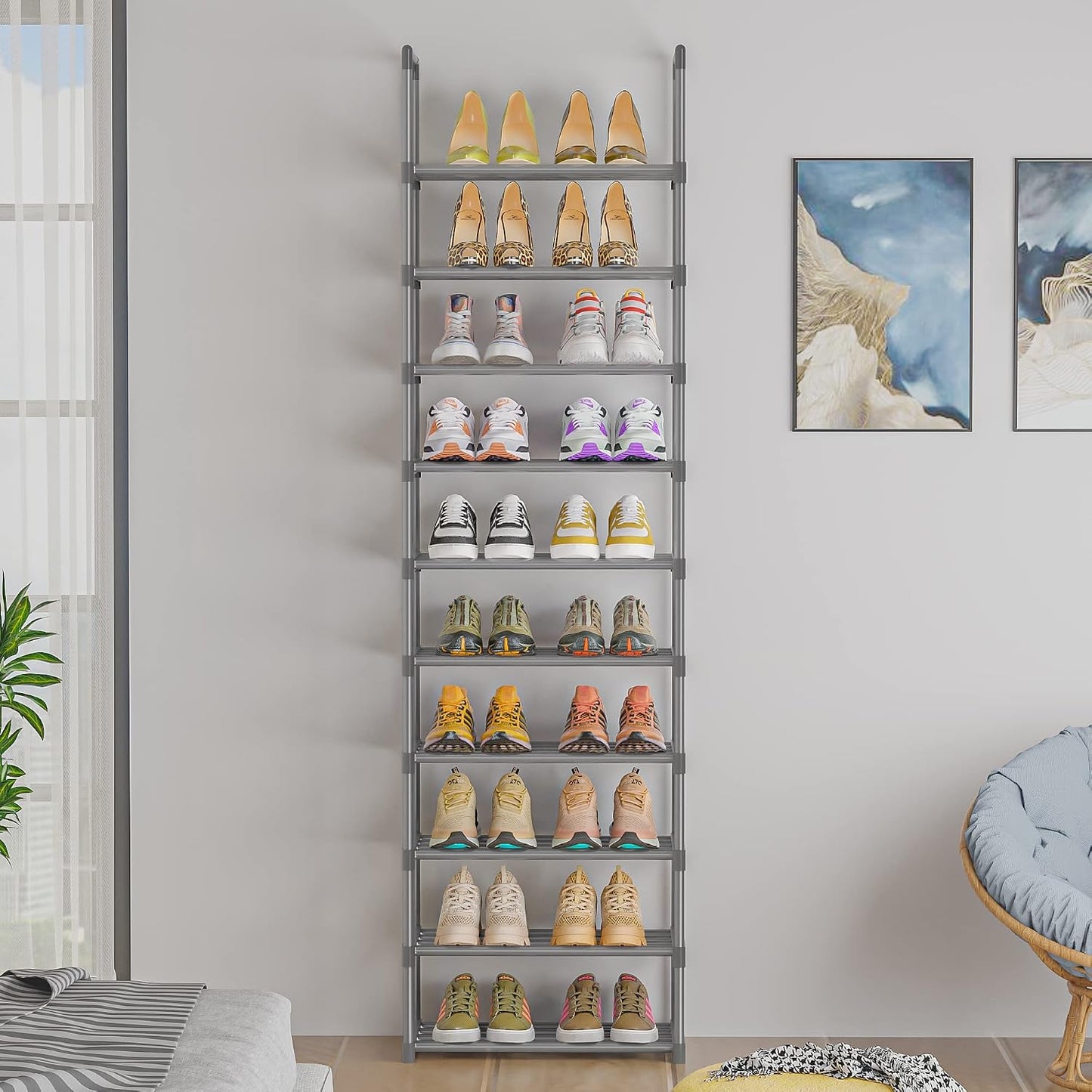 OYREL Sturdy Metal Organizer for Narrow Closets, Shoe Shelf Stand