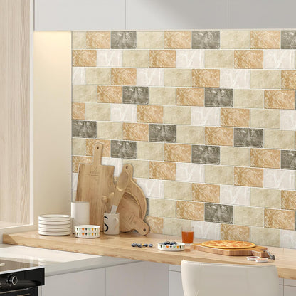 BSABSAQAA 10 Sheets Peel and Stick Backsplash for Kitchen 12"X12" Back Splash Adhesive Subway Wall Tile Sticker for Bathroom on Renter Friendlyn Marble