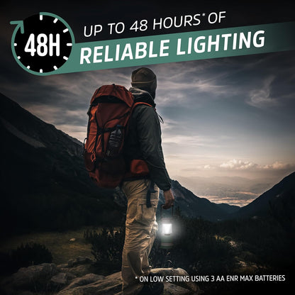 Energizer S-500 Hybrid Power Camping Lantern, Solar, Rechargeable, or AA Battery Powered, IPX4 Water Resistant Bright LED Lantern