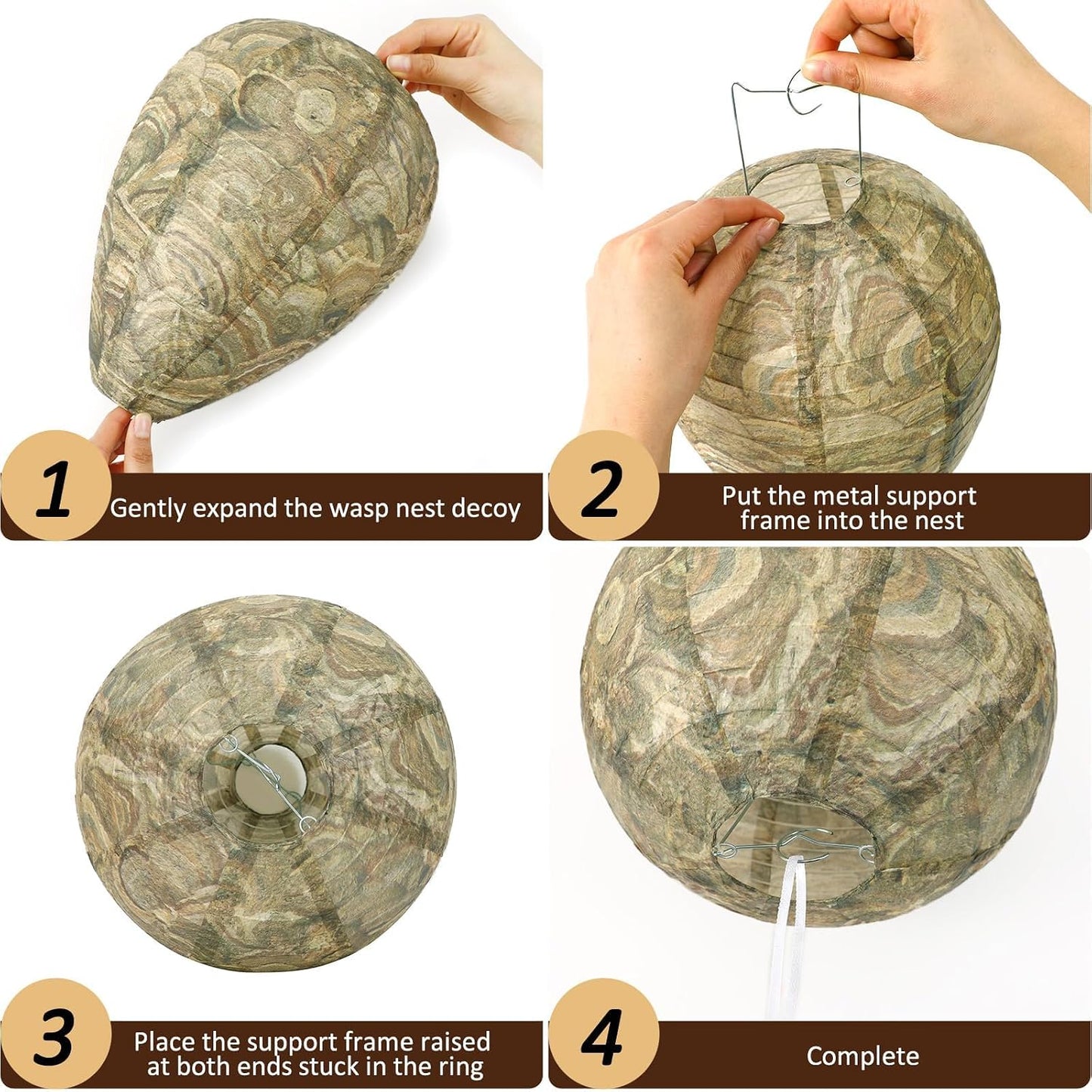 DECYOOL 6 Pack Paper Fake Wasp Nests Decoys for Yellow Jackets and Wasps | ﻿ Oversized Paper Build, Eaves/Garbage/Pool Areas, Territorial Hive Mimicry, Hanging Design,Easy Mount