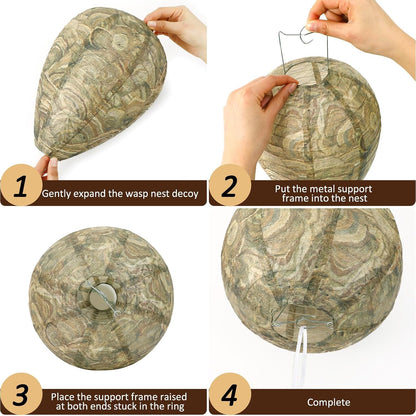 DECYOOL 6 Pack Paper Fake Wasp Nests Decoys for Yellow Jackets and Wasps | ﻿ Oversized Paper Build, Eaves/Garbage/Pool Areas, Territorial Hive Mimicry, Hanging Design,Easy Mount