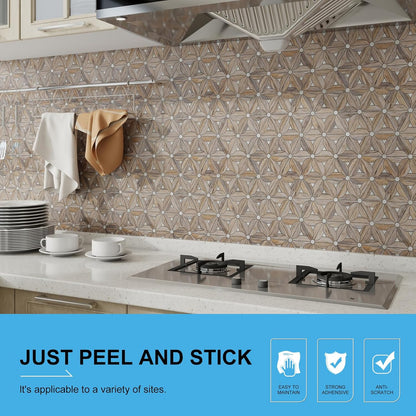 Peel and Stick Backsplash Tile, 10 Sheets Waterproof PVC Wall Tiles for Kitchen Bathroom, Thick Self Adhesive Stick on Backsplash, Covers 9.67 Sq.Ft
