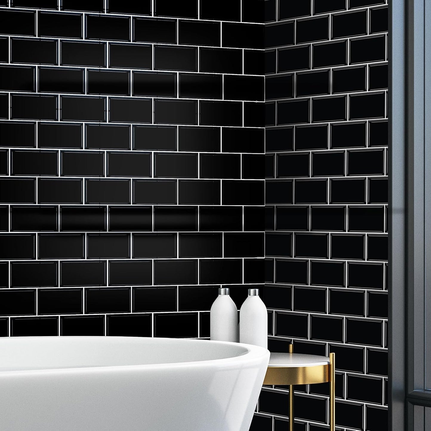 WALPLUS 20 Sheets Peel and Stick Kitchen Backsplash Tile Stickers Self Adhesive Stick on Subway Tile 12" x 6" Bathroom Splashback Water Heat Resistant 3D Wall Tiles Pure White Gray