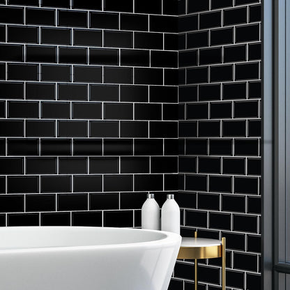 WALPLUS 20 Sheets Peel and Stick Kitchen Backsplash Tile Stickers Self Adhesive Stick on Subway Tile 12" x 6" Bathroom Splashback Water Heat Resistant 3D Wall Tiles Pure White Gray