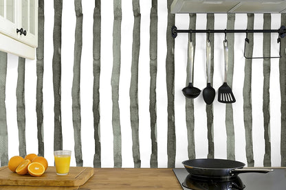HAOKHOME Blue Wallpaper Peel and Stick Wall Paper Striped Coastal Boho Removable Indigo Blue/White Vinyl Self Adhesive for Bathroom Decor 17.7in x 32.8ft