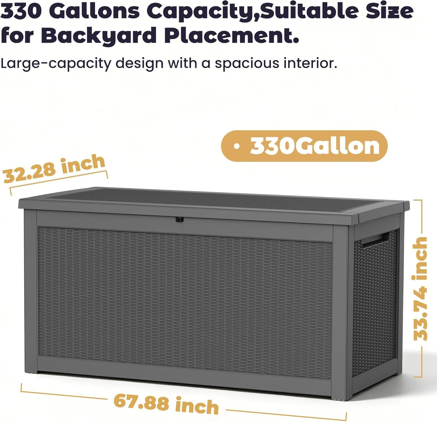 PatioZen 50 Gallon Deck Box Outdoor, Weatherproof Resin Patio Storage Box, Waterproof Outdoor Storage Boxes with Lid Lockable for Cushions, Garden Tools,Grey