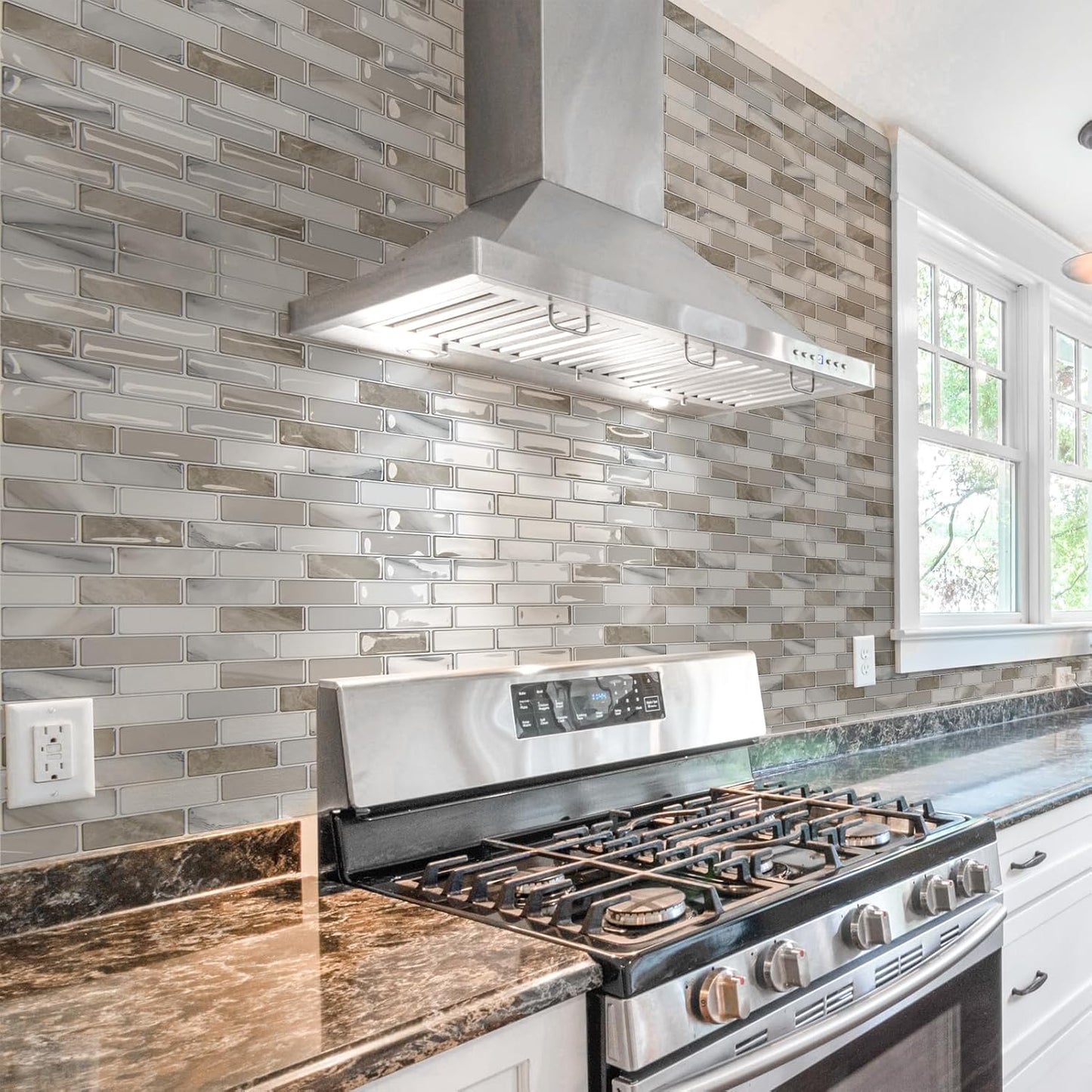 Art3d 10-Sheet Kitchen Backsplash Tiles Peel and Stick, Self Adhesive Wall Tile Sticker for Kitchen Island Bathroom Laundry Room RV Renter 12" x 12" - Jade Green