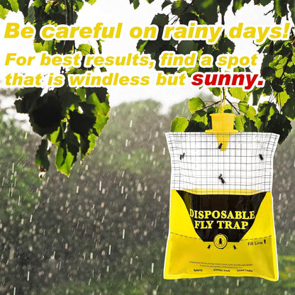 Outdoor Fly Traps for Patio, 4 Pack Pre-Baited Big Fly Bags Outdoor Disposable, Hanging Fly Catcher Hunter Stable Horse Ranch Control Repellent Killer for Barn, Farm