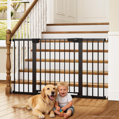 Cumbor 30-46" Baby Gate for Stairs, Mom's Choice Awards Winner-Auto Close Dog Gate for The House, Gifts for Mom, Easy Install Pressure Mounted Pet Gates for Doorways, Black