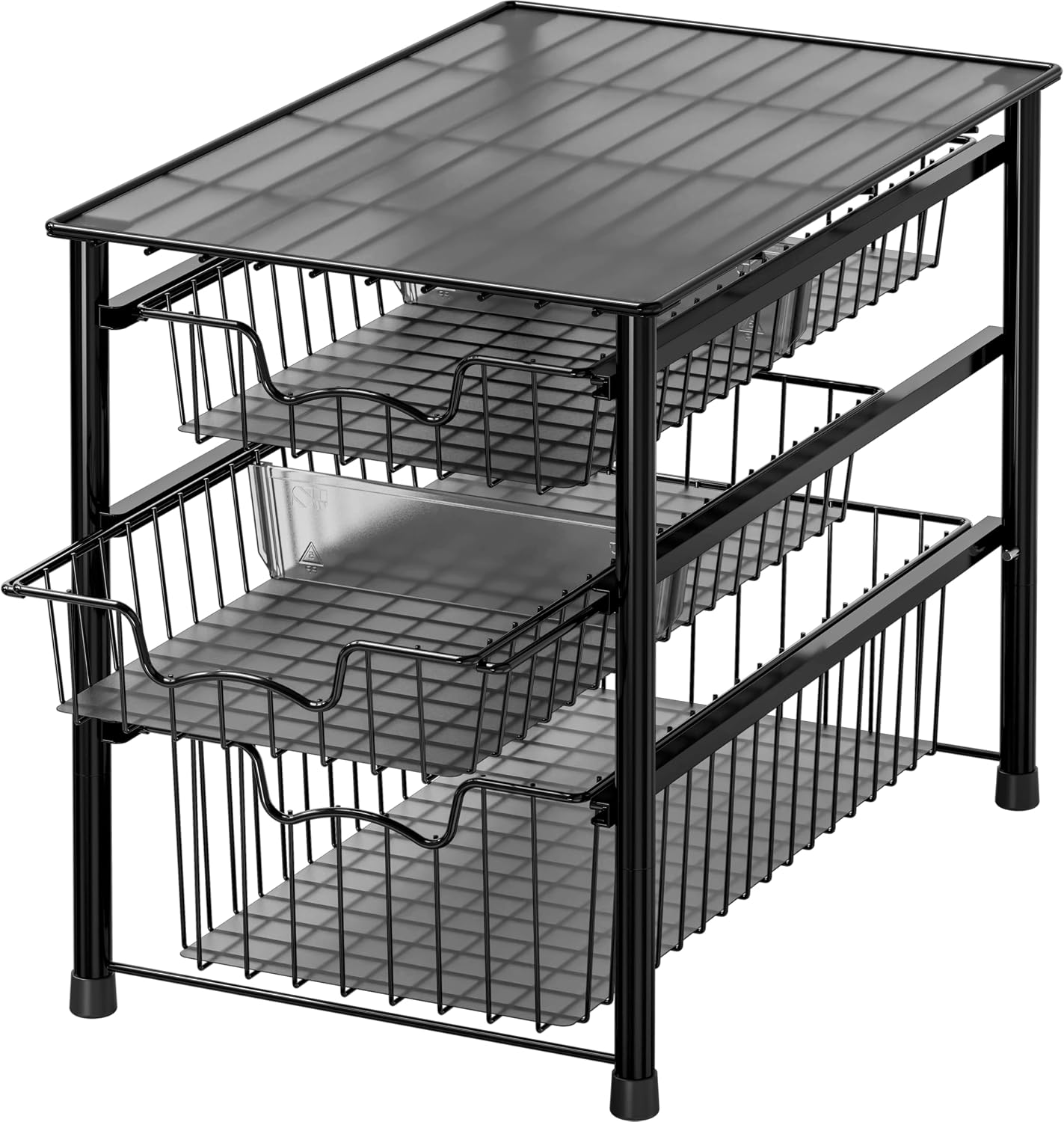 Simple Houseware Stackable 2 Tier Sliding Basket Organizer Drawer, Chrome