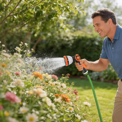 Besiter Garden Hose Nozzle Sprayer: 2 Pack 10 Watering Patterns Spray Nozzles Heavy Duty Metal Hose Head Hose Attachment, Thumb Control On Off Valve