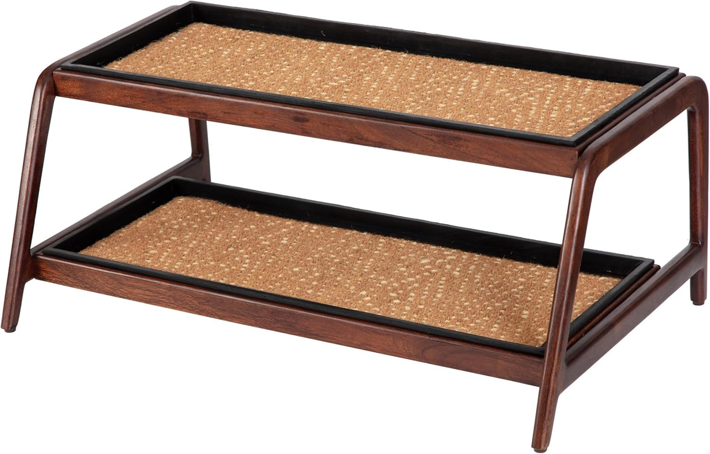 Anji Mountain Heavy Duty Waterproof Wooden Shoe Storage Mat Organizer/Boot Storage Tray Multi Use for Entryway with Coir, Gray and Ivory Insert, 1 Tier, Fits 2 Pair (26.5" Wide)