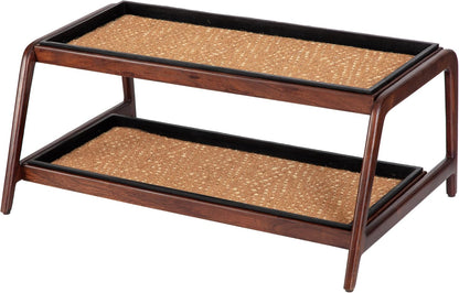 Anji Mountain Heavy Duty Waterproof Wooden Shoe Storage Mat Organizer/Boot Storage Tray Multi Use for Entryway with Coir, Gray and Ivory Insert, 1 Tier, Fits 2 Pair (26.5" Wide)