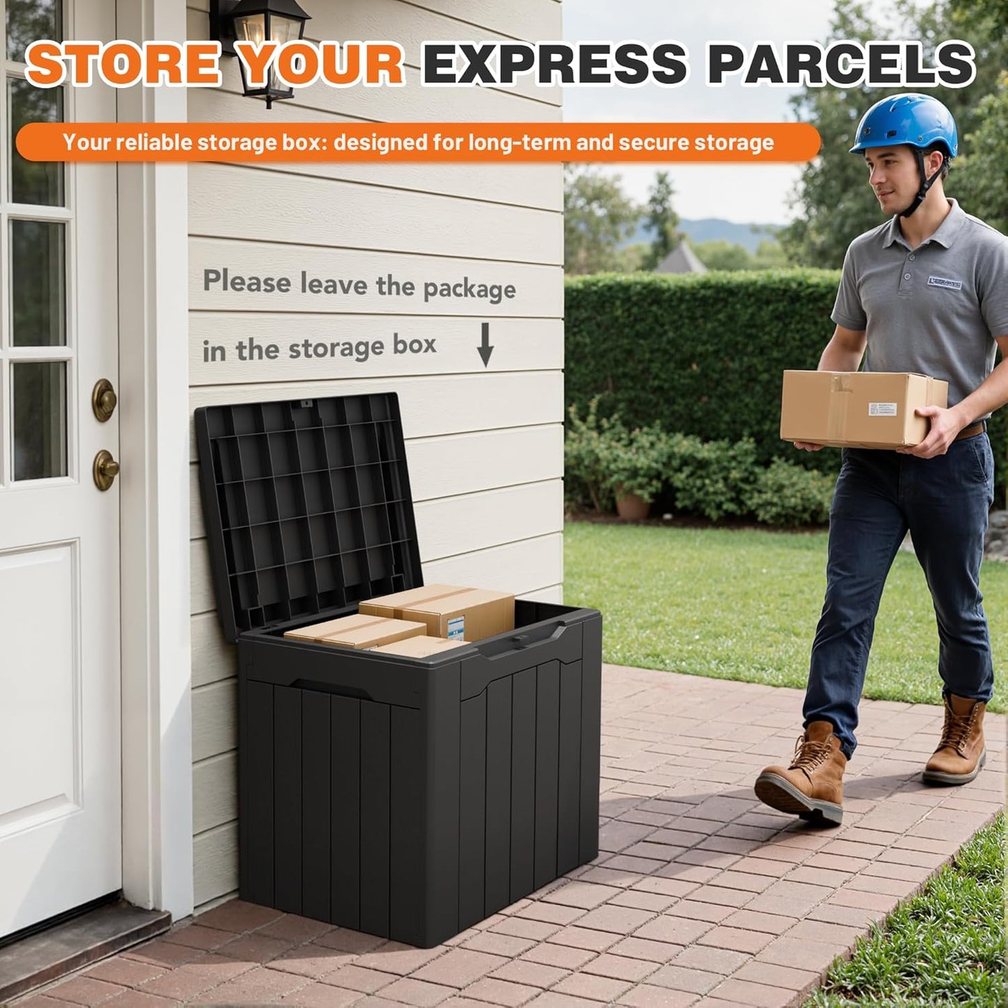 32 Gallon Deck Box Outdoor Indoor Waterproof Storage Box for Patio Furniture, Pool Accessories, Garden Tools, and Cushion Storage, Black