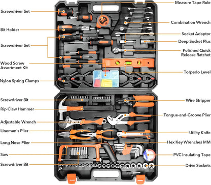 Home Tool Kit 157PCS Basic Household Auto Repair Tool Set Car Toolbox General Hand Tool Kit for Home Men Women DIY with Plastic Toolbox Storage Case Pliers Wrench Combination