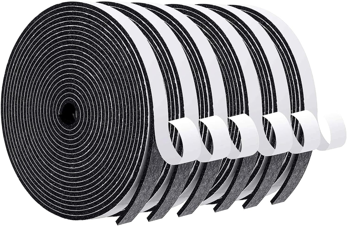 MAGZO Weather Stripping Door Seal, 1/2 Inch Wide X 1/8 Inch Thick Adhesive Foam Tape Soundproof Weatherstripping for Windows, 3 Rolls Total 50FT Black