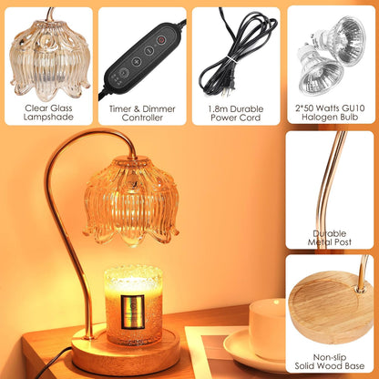 Flower Candle Warmer Lamp with Timer & Dimmer - Fits All Jar Scented Candles - Christmas & Mother's Day Gift for Women，Mom，Her