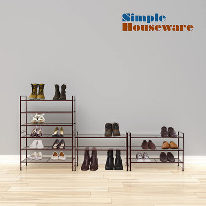 Simple Houseware 3-Tier Stackable Shoes Rack Storage Shelf, Black