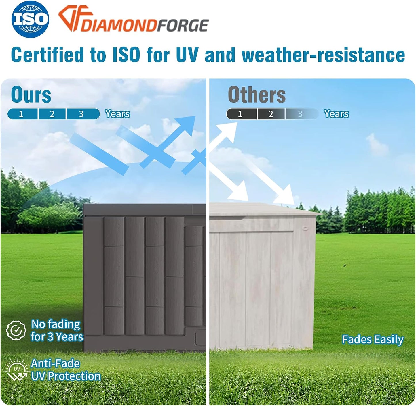 Outdoor Storage Box, 60 Gallon Waterproof Deck Box, Lockable Storage Container, Built-in Reinforcing Metal Rod Outside Resin Bin for Patio, Garden, Poolside and Garage