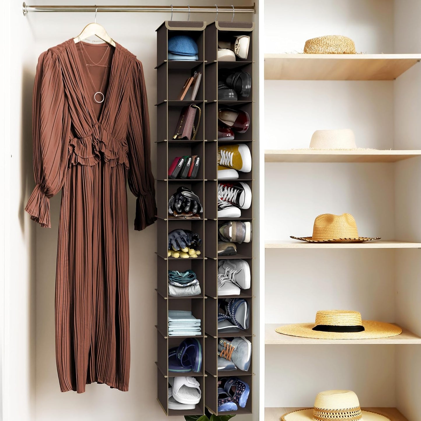 Simple Houseware 10 Shelves Hanging Shoes Organizer Holder for Closet, Grey