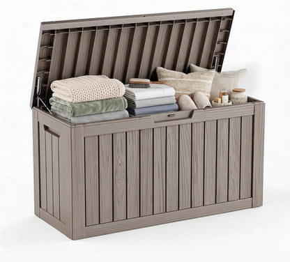 Package Delivery Box, Lockable Resin Outdoor Package, Waterproof Deck Box for Porches, Patios, Indoor & Outdoor Use (70 Gallon, Grey)